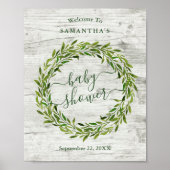 Trendy Laurel Wreath Greenery Baby shower Welkom Poster (Voorkant)