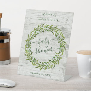 Trendy Laurel Wreath Greenery Baby shower Welkom Reclamebord Met Voetstuk