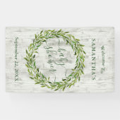 Trendy Laurel Wreath Greenery Baby shower Welkom Spandoek (Horizontaal)