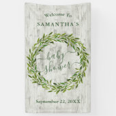 Trendy Laurel Wreath Greenery Baby shower Welkom Spandoek (Verticaal)