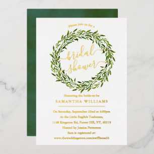 Trendy Laurel Wreath Greenery Vrijgezellenfeest Re Folie Uitnodiging