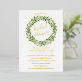 Trendy Laurel Wreath Greenery Vrijgezellenfeest Re Folie Uitnodiging (Staand Voorkant)
