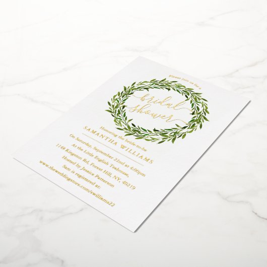Trendy Laurel Wreath Greenery Vrijgezellenfeest Re Folie Uitnodiging (Gedraaid)