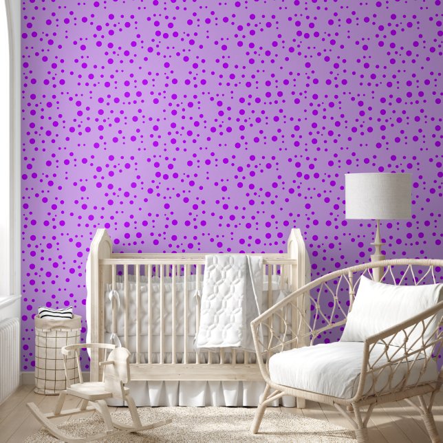 Trendy Lavendel Violet Kleur met Stippen - Comfy Behang (Kinderen)