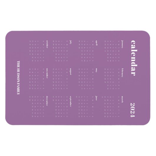 Trendy Lavendel Voljaar 2024 Kalender Magneet (Horizontaal)