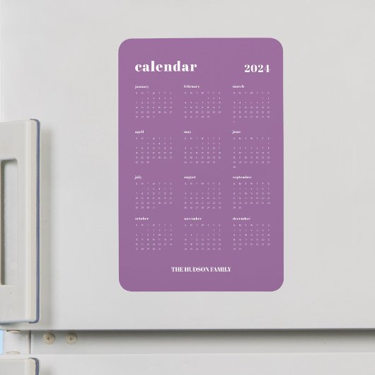 Trendy Lavendel Voljaar 2024 Kalender Magneet