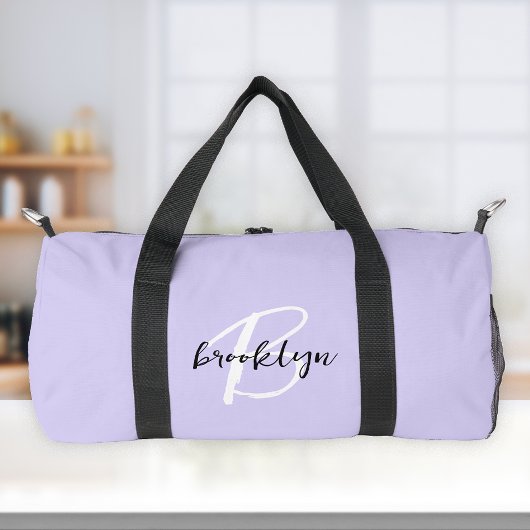 Trendy Lavendel Zwart Wit Script Monogram  Plunjezak