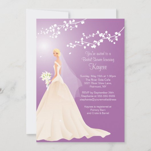 Trendy Lavender BLONDE Bride Vrijgezellenfeest Inv Kaart (Voorkant)