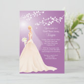 Trendy Lavender BLONDE Bride Vrijgezellenfeest Inv Kaart (Staand voorkant)