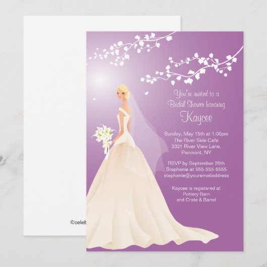 Trendy Lavender BLONDE Bride Vrijgezellenfeest Inv Kaart (Voorkant / Achterkant)