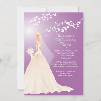Trendy Lavender BLONDE Bride Vrijgezellenfeest Inv Kaart