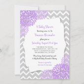 Trendy Lavender Gray Floral Baby shower Invite Kaart (Voorkant)