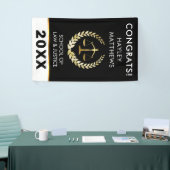 Trendy Law Student Afstuderen Gold & Black Banner (Beurs)