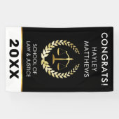 Trendy Law Student Afstuderen Gold & Black Banner (Horizontaal)