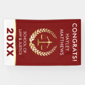 Trendy Law Student Afstuderen Gold & Burgundy Spandoek (Horizontaal)