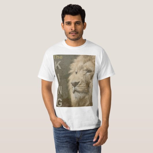 Trendy Leeuw Gezicht Wit Sjabloon Mannen Modern T-shirt (Voorkant volledig)