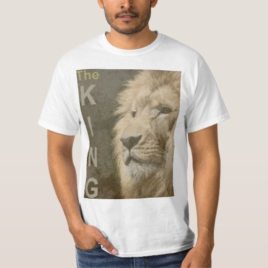 Trendy Leeuw Gezicht Wit Sjabloon Mannen Modern T-shirt (Voorkant)