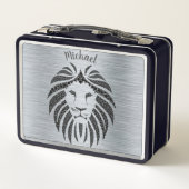 Trendy Leeuw Monogram Metaal Lunchbox (Achterkant)