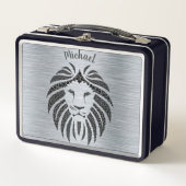 Trendy Leeuw Monogram Metaal Lunchbox (Voorkant)