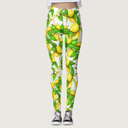 Trendy Lemon Print Leggings (Voorkant)