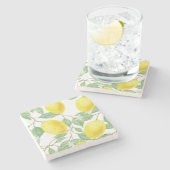Trendy Lemon Waterverf Floral Stenen Onderzetter (Zijkant)