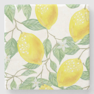 Trendy Lemon Waterverf Floral Stenen Onderzetter