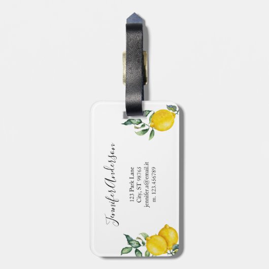 Trendy lemons bagagelabel (Achterkant verticaal)