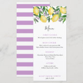 Trendy Lemons Lavendel Trouwdouche Luncheon Menu (Voorkant / Achterkant)