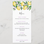 Trendy Lemons Lavendel Trouwdouche Luncheon Menu (Voorkant)