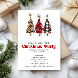 Trendy leopard and buffalo Christmas tree invite Kaart
