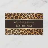 Trendy Leopard Animal Print Bruine en Gouden Strep Visitekaartje (Voorkant)