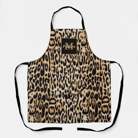 Trendy Leopard Animal Print met Monogram Schort (Voorkant)
