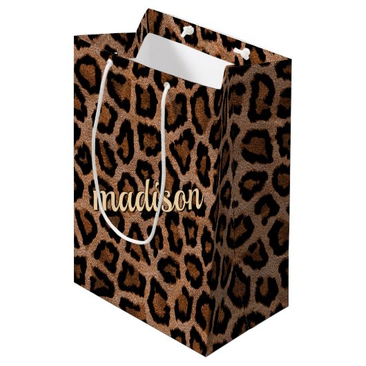 Trendy Leopard Big Cat Gorgood Animal Pattern Medium Cadeauzakje (Voorkant Gekanteld)