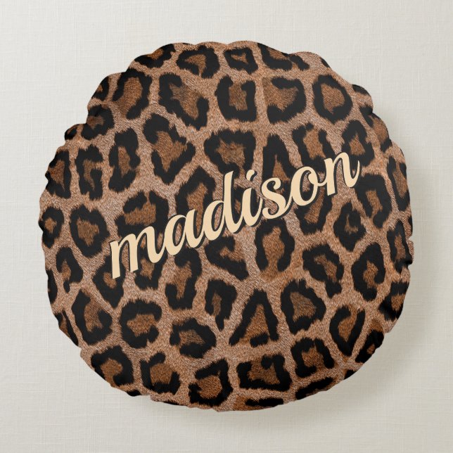 Trendy Leopard Big Cat Gorgood Animal Pattern Rond Kussen (Voorkant)