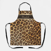 Trendy Leopard Dierenprint Bruin & Gouden Streep Schort (Voorkant)