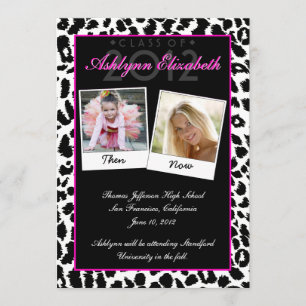 Trendy Leopard en nu Afstuderen nodiging Kaart
