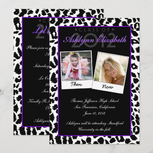 Trendy Leopard en nu Afstuderen nodiging Kaart (Voorkant / Achterkant)