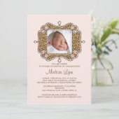 Trendy Leopard Lijst Foto Baptisme Invitation Kaart (Staand voorkant)