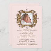 Trendy Leopard Lijst Foto Baptisme Invitation Kaart (Voorkant / Achterkant)
