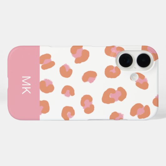 Trendy Leopard Monogram Initiaal iPhone 16 Hoesje (Achterkant (horizontaal))