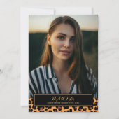 Trendy Leopard Pattern Foto Afstuderen Uitnodiging (Voorkant)