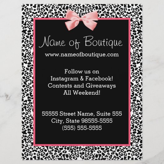 Trendy Leopard Pink Ribbon Promotion Marketing Flyer (Achterkant)