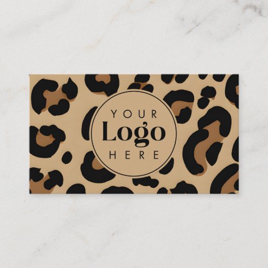 Trendy Leopard Print Aangepaste Bedrijf Logo QR Co Visitekaartje (Voorkant)