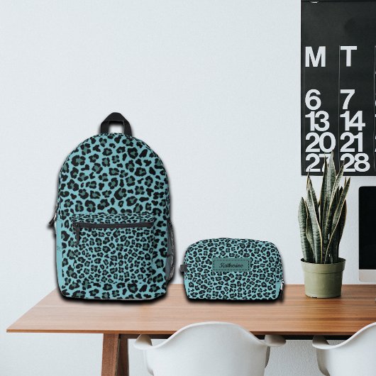 Trendy Leopard Print Aangepaste naam Bedrukte Rugzak