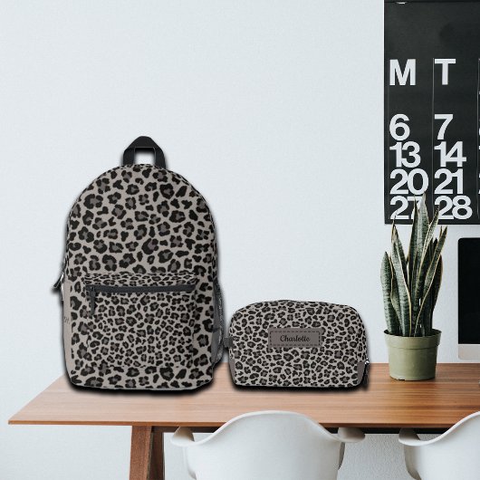 Trendy Leopard Print Aangepaste naam Bedrukte Rugzak