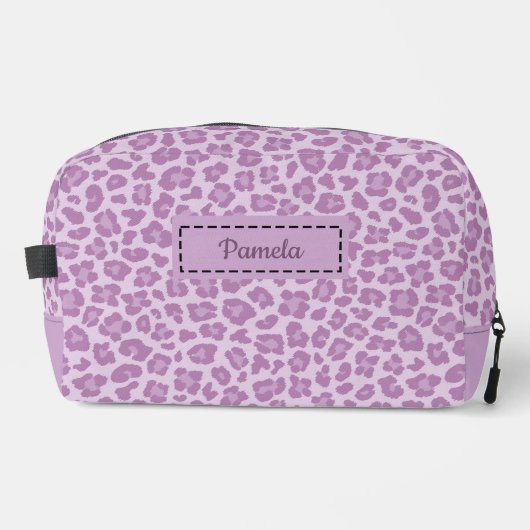Trendy Leopard Print Aangepaste Naam Cosmetische T Toilettasje (Voorkant)