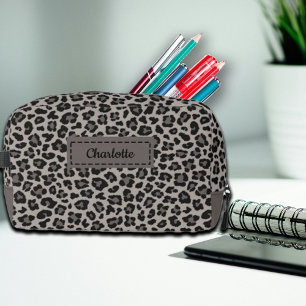 Trendy Leopard Print Aangepaste Naam Cosmetische T Toilettasje