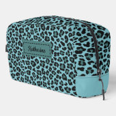 Trendy Leopard Print Aangepaste Naam Cosmetische T Toilettasje (Rechterhoek)