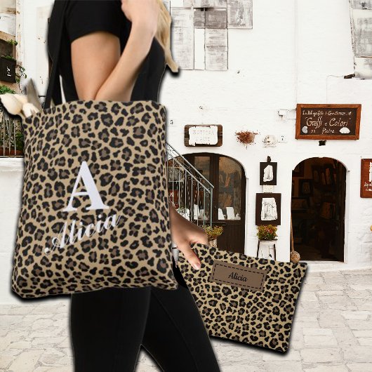 Trendy Leopard Print Aangepaste naam Etui