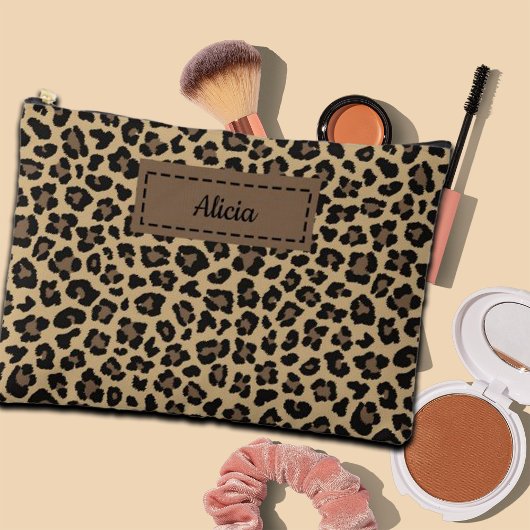 Trendy Leopard Print Aangepaste naam Etui